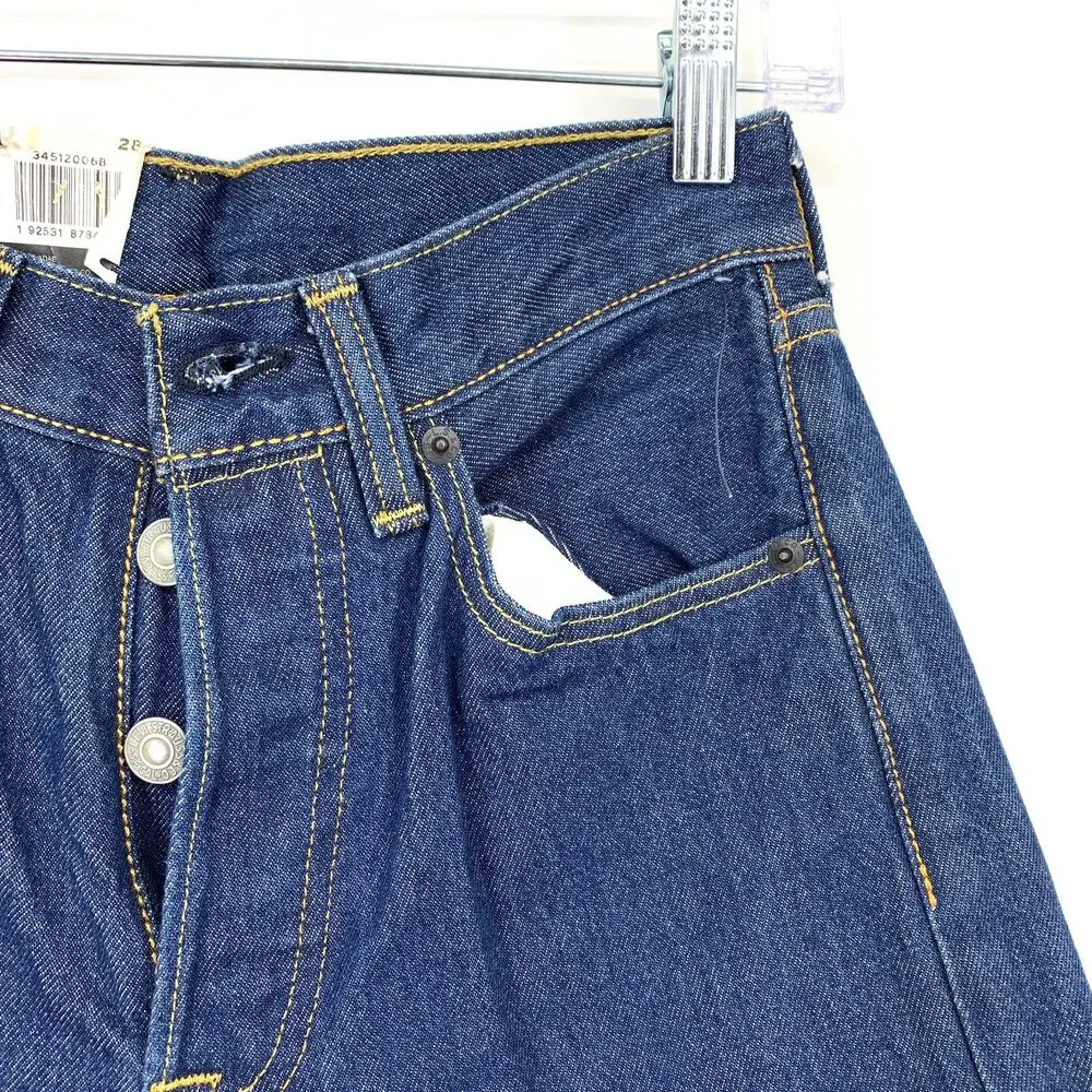 Levis 501 Jean Shorts Womens Size 28 Medium Wash Denim Button Fly NEW